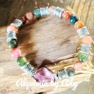 Indian Agate beaded bracelet/ strength and courage/protection for Taurus ♉️